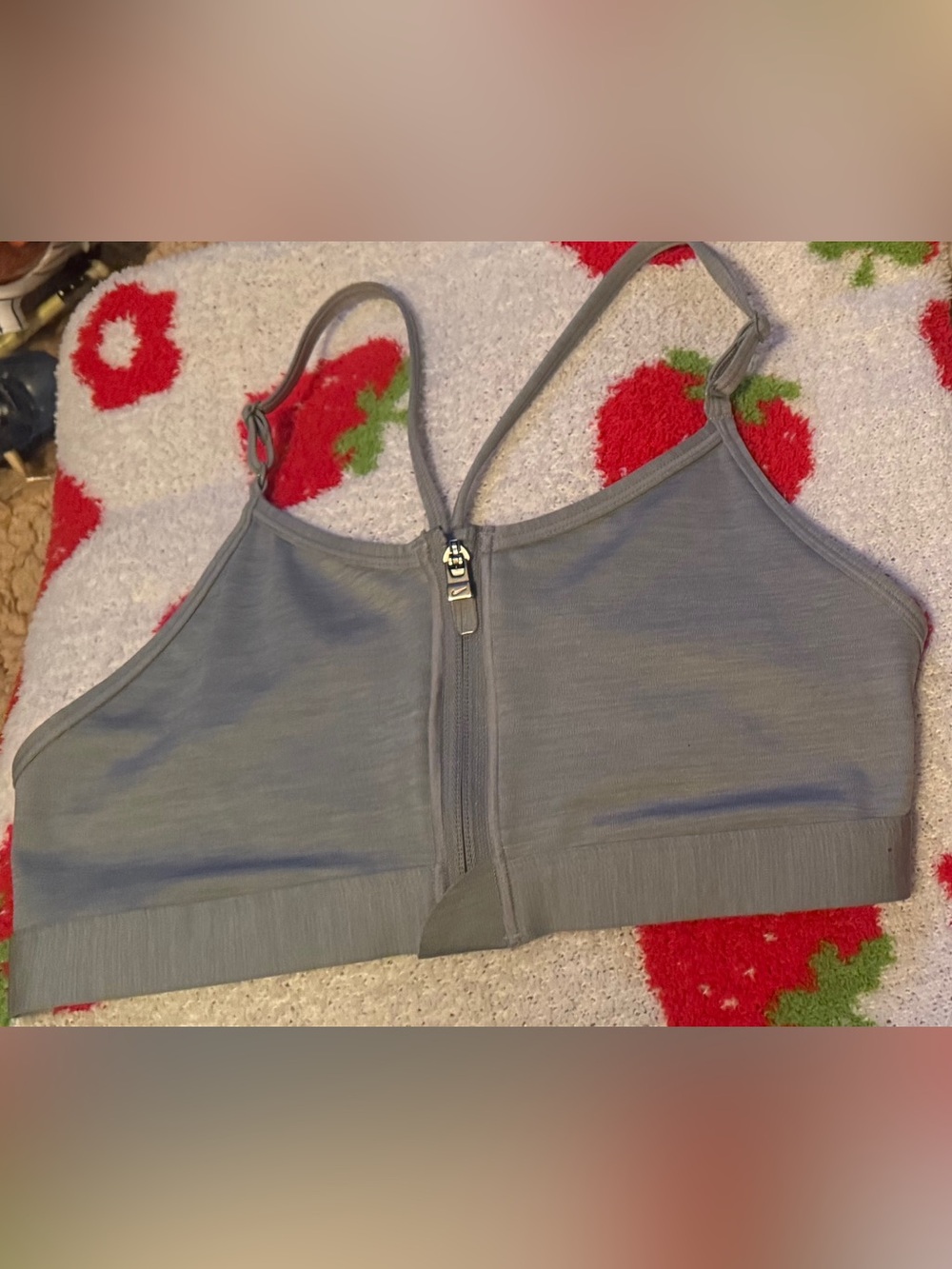 Nike Dri Fit Indy Zip-Front Low Support Padded Gray Sports Bra In Medium